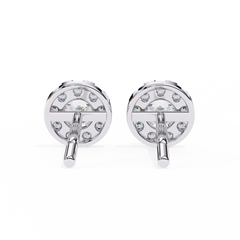 Round Cut Colorless Lab Grown Diamond Halo Screw Back Earrings Alternate Angle