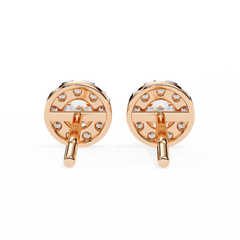 Round Cut Diamond Halo Earrings Angled Perspective