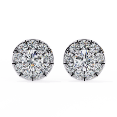 Round Cut White Colorless Diamond Unique Delicate Halo Style Screw Back Stud Earring Annivrasry Gift For Her - HIGHCARAT DIAMONDS