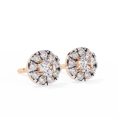 Round Cut White Colorless Diamond Unique Delicate Halo Style Screw Back Stud Earring Annivrasry Gift For Her - HIGHCARAT DIAMONDS