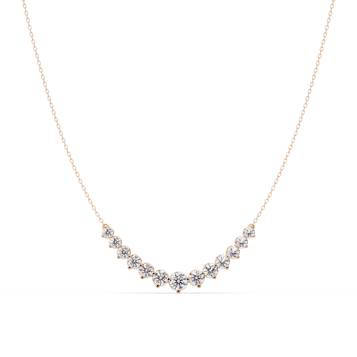 Round Cut Curved Bar Lab Grown Diamond White Gold Necklace - HIGHCARAT DIAMONDS