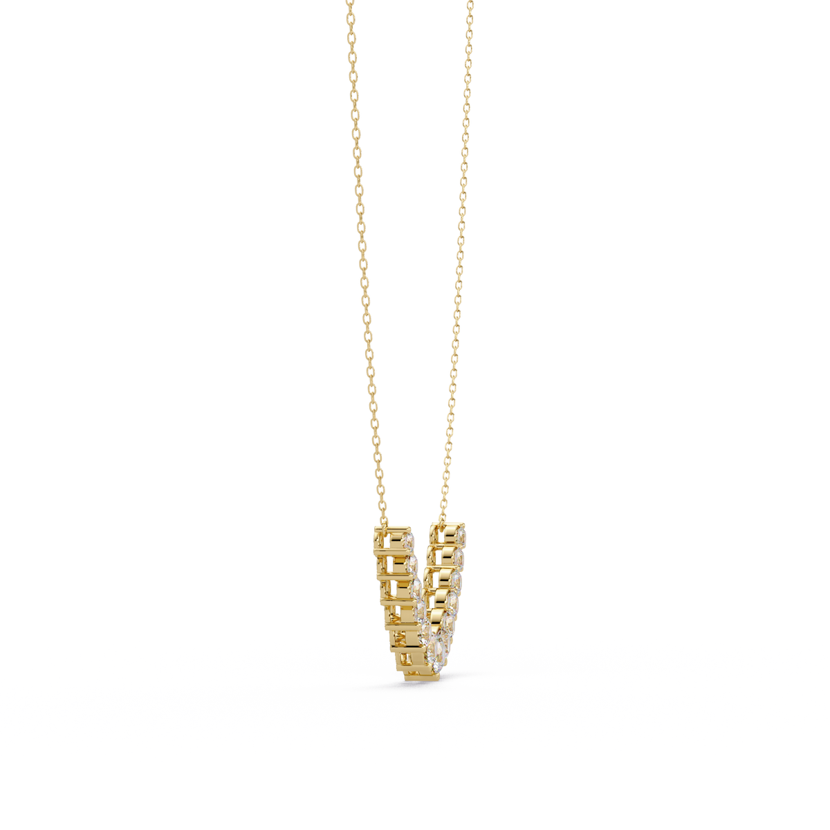 Round Cut Curved Bar Lab Grown Diamond White Gold Necklace - HIGHCARAT DIAMONDS