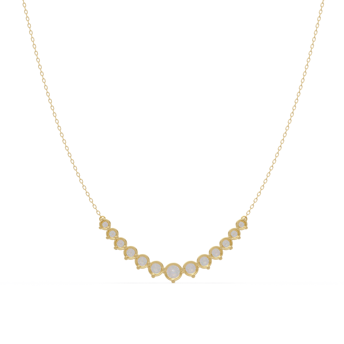 Round Cut Curved Bar Lab Grown Diamond White Gold Necklace - HIGHCARAT DIAMONDS