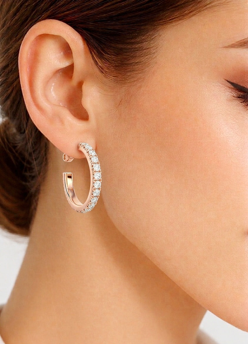 Round Cut Top Grade Diamond Antique Elegant Cluster Art Deco Perfect Hoop Earring Gift For Her - HIGHCARAT DIAMONDS #wearthelook