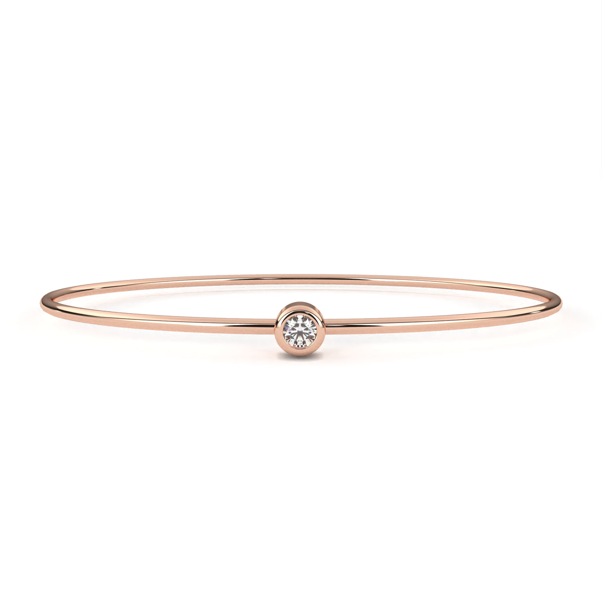 Round Cut Diamond Bezel Set Dainty Solitaire Simple Unique Handmade Bangle Bracelet For Gift - HIGHCARAT DIAMONDS