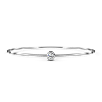 Round Cut Diamond Bezel Set Dainty Solitaire Simple Unique Handmade Bangle Bracelet For Gift - HIGHCARAT DIAMONDS