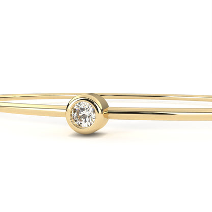 Round Cut Diamond Bezel Set Dainty Solitaire Simple Unique Handmade Bangle Bracelet For Gift - HIGHCARAT DIAMONDS
