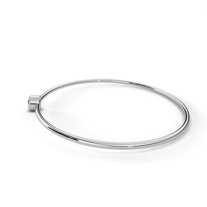 Round Cut Diamond Bezel Set Dainty Solitaire Simple Unique Handmade Bangle Bracelet For Gift - HIGHCARAT DIAMONDS