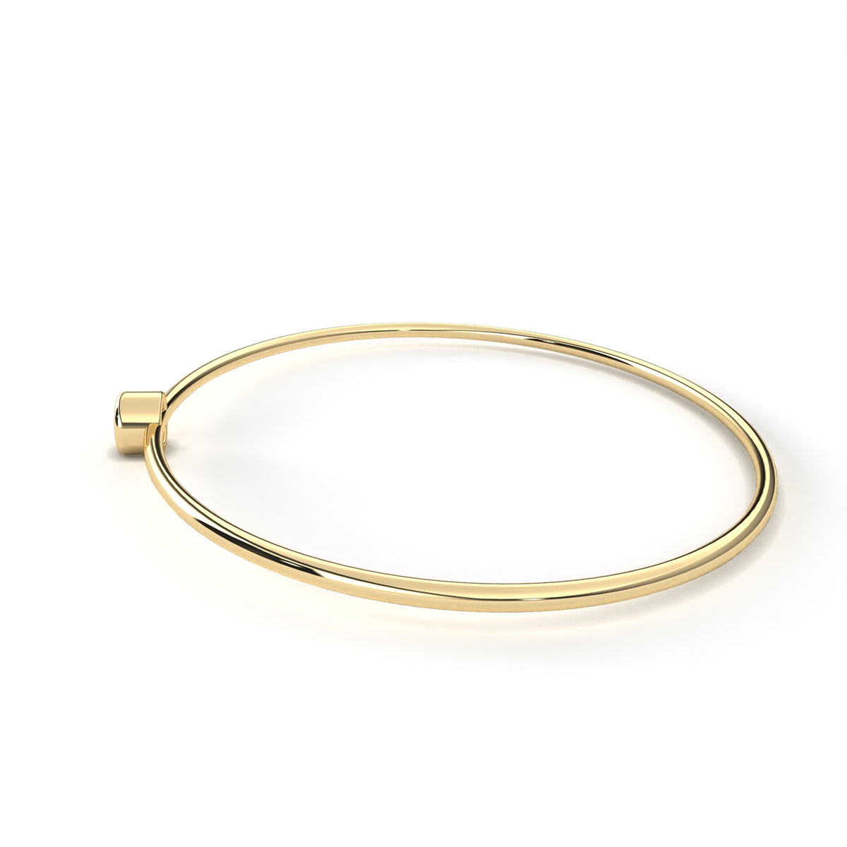 Round Cut Diamond Bezel Set Dainty Solitaire Simple Unique Handmade Bangle Bracelet For Gift - HIGHCARAT DIAMONDS