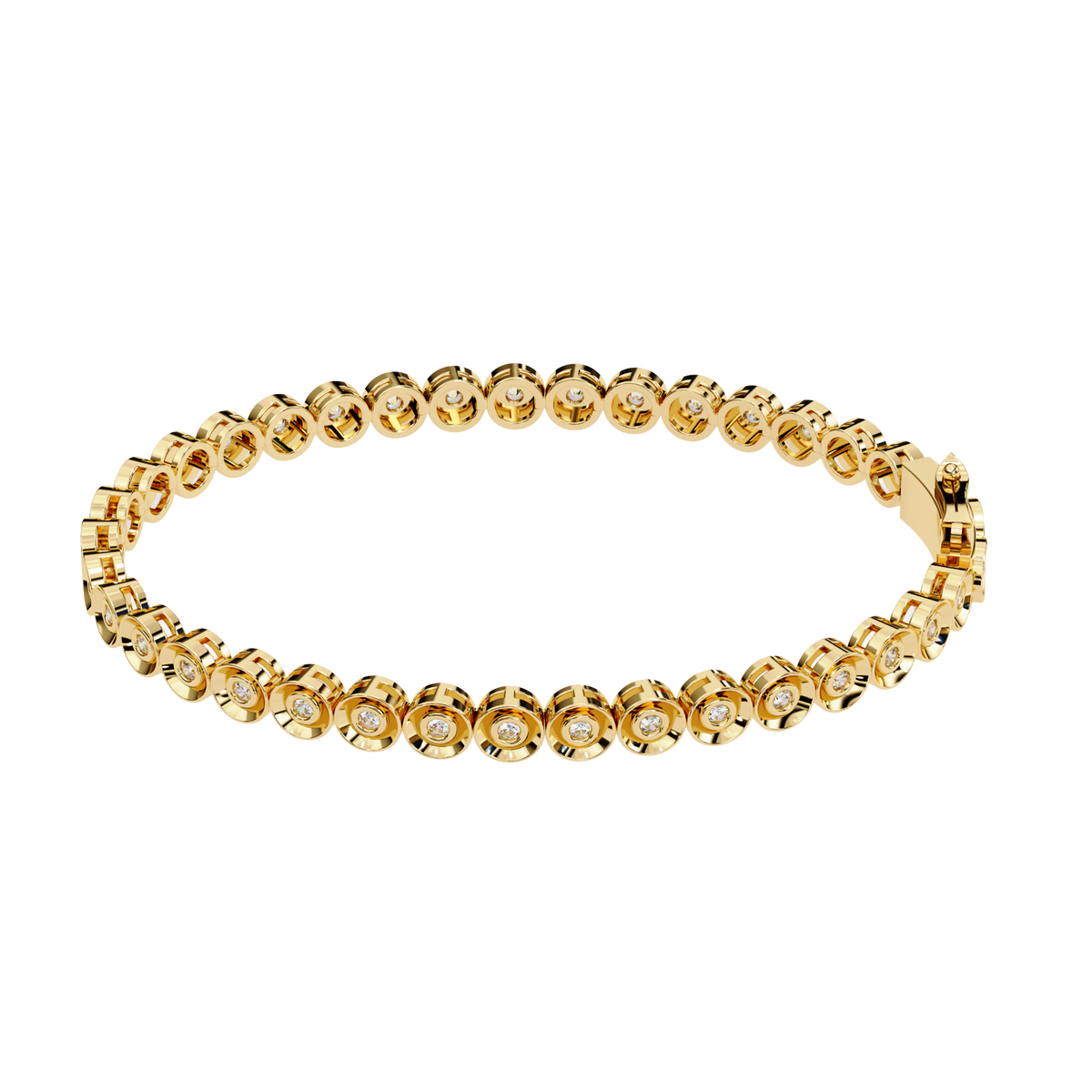 Round Cut Diamond Bezel Set Art Deco Delicate Timeless Handmade Stacking Vintage Tennis Bracelet - HIGHCARAT DIAMONDS