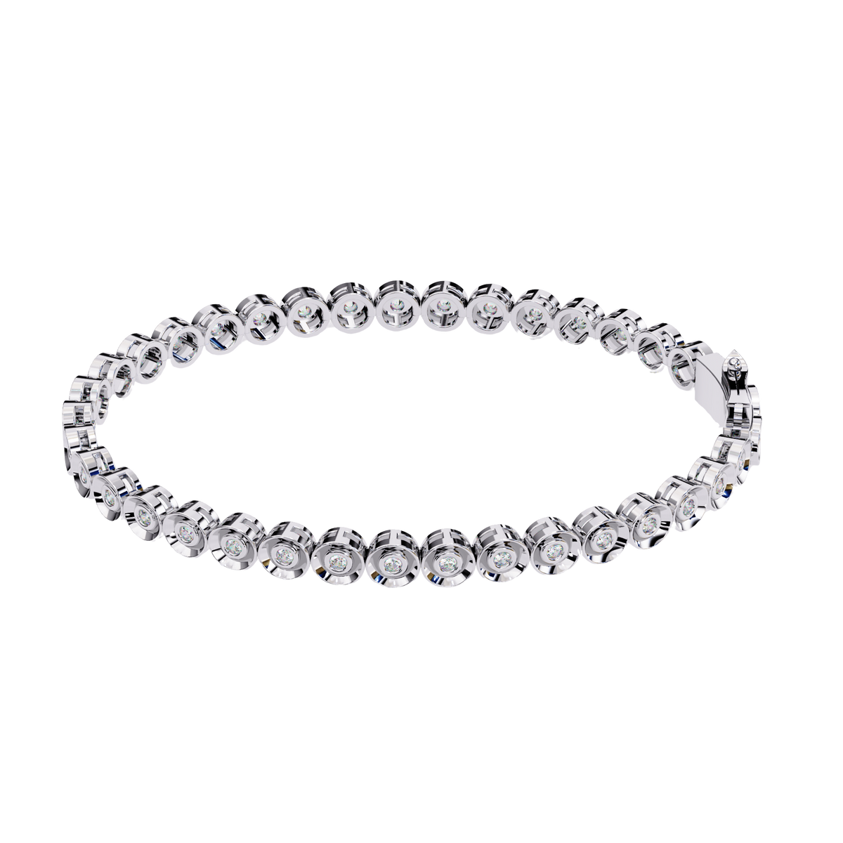 Round Cut Diamond Bezel Set Art Deco Delicate Timeless Handmade Stacking Vintage Tennis Bracelet - HIGHCARAT DIAMONDS