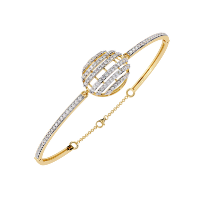 Round Cut Diamond Cluster Modern Perfect Minimalist Hand Crafted Wedding Cuff Bracelet For Her - HIGHCARAT DIAMONDS
