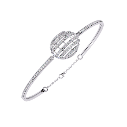 Round Cut Diamond Cluster Modern Perfect Minimalist Hand Crafted Wedding Cuff Bracelet For Her - HIGHCARAT DIAMONDS