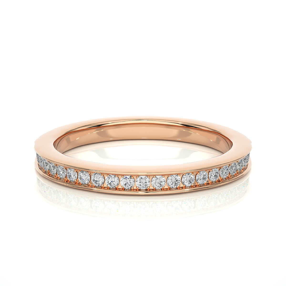 Round Cut Diamond Elegant Channel Set Eternity Wedding Band With Round Labgrown Diamonds - HIGHCARAT DIAMONDS