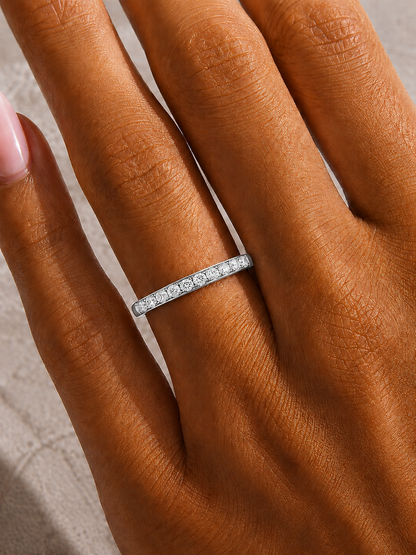 Round Cut Diamond Elegant Channel Set Eternity Wedding Band With Round Labgrown Diamonds - HIGHCARAT DIAMONDS