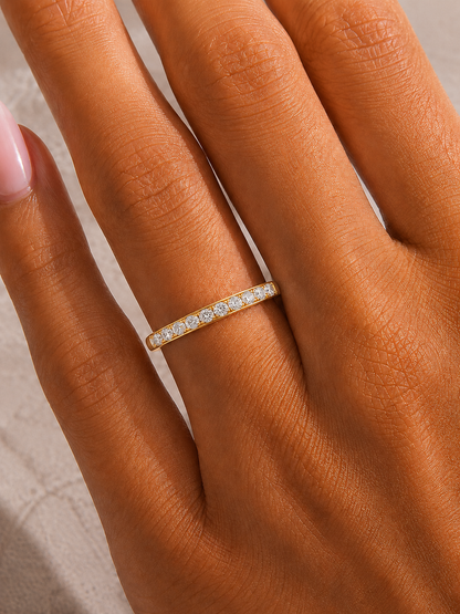 Round Cut Diamond Elegant Channel Set Eternity Wedding Band With Round Labgrown Diamonds - HIGHCARAT DIAMONDS