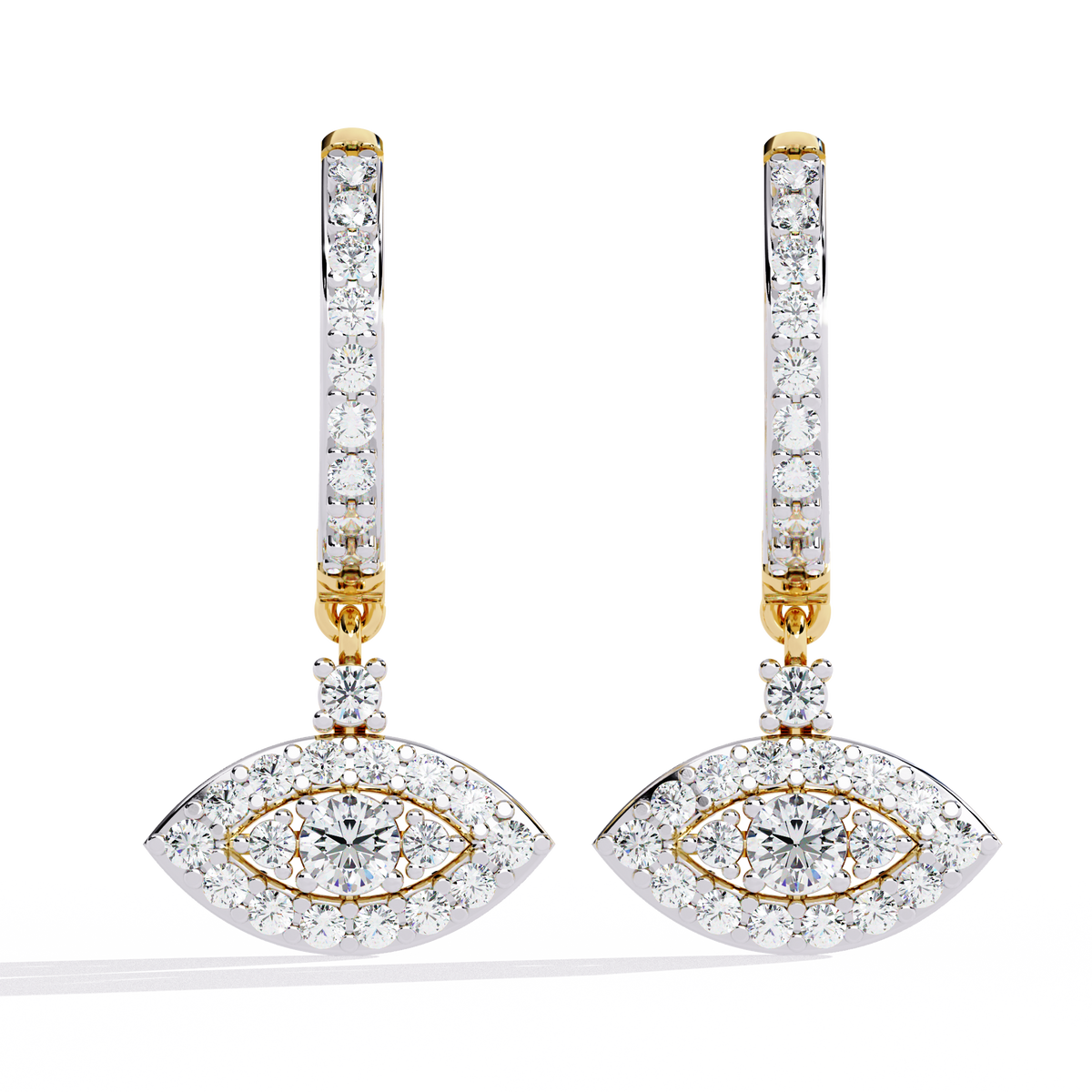 Round Cut Diamond Evil Eye Shape Antique Art Deco Dainty Sparkling Fabulous Huggie Hoop Wedding Earring - HIGHCARAT DIAMONDS