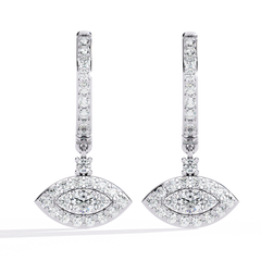 Round Cut Diamond Evil Eye Shape Antique Art Deco Dainty Sparkling Fabulous Huggie Hoop Wedding Earring - HIGHCARAT DIAMONDS