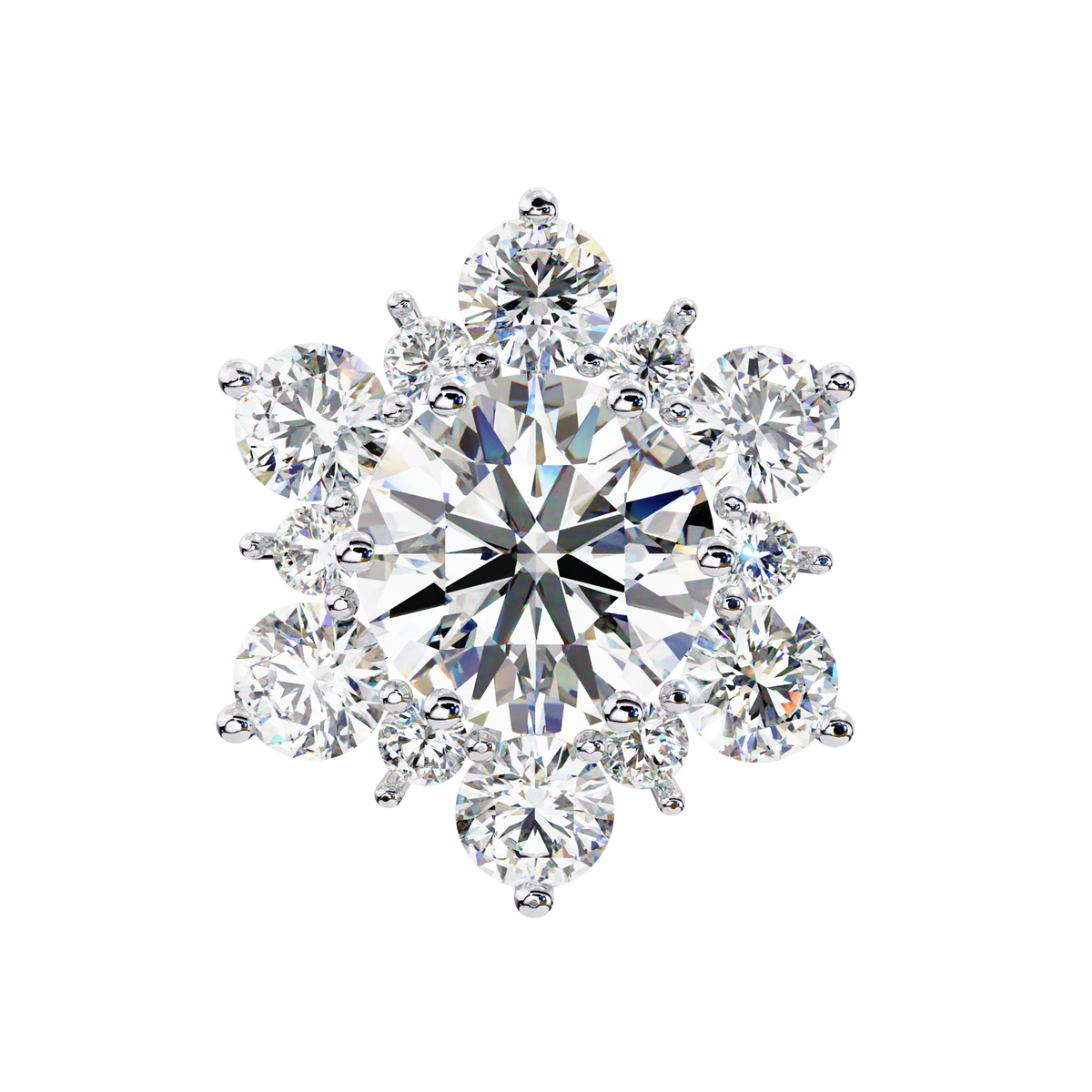 Round Cut Diamond Flower Shape Cluster Elegant Screw Back Perfect Wedding Stud Earring For Women's - HIGHCARAT DIAMONDS