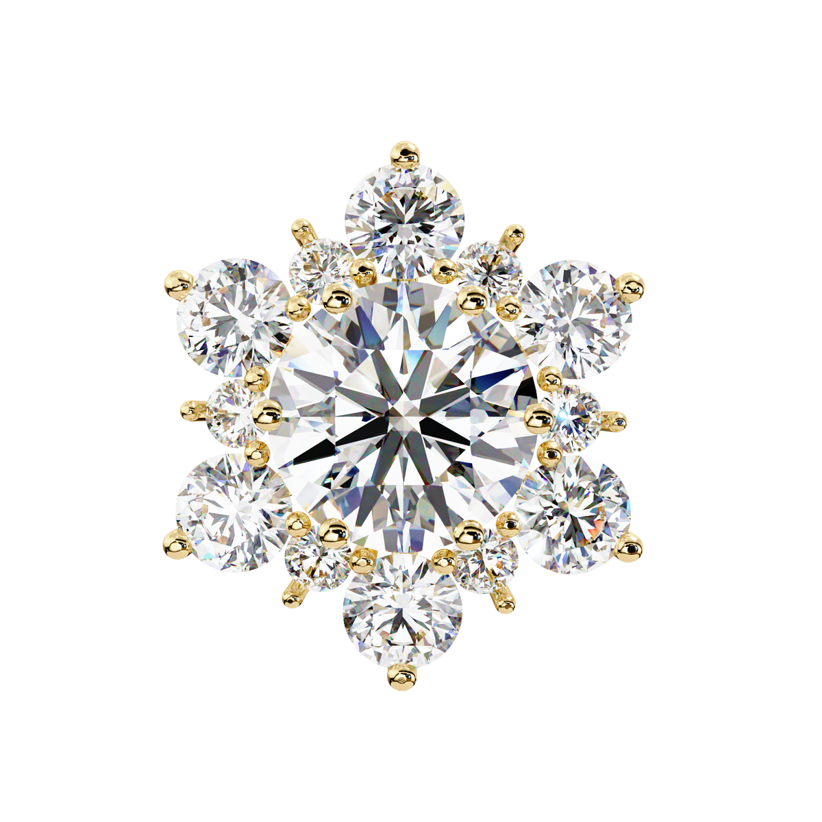 Round Cut Diamond Flower Shape Cluster Elegant Screw Back Perfect Wedding Stud Earring For Women's - HIGHCARAT DIAMONDS