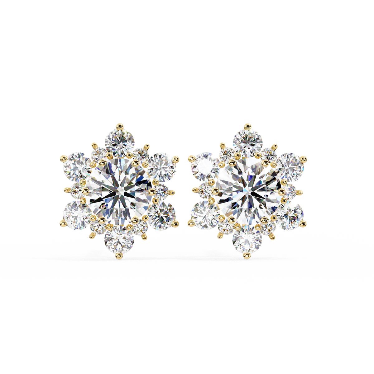 Round Cut Diamond Flower Shape Cluster Elegant Screw Back Perfect Wedding Stud Earring For Women's - HIGHCARAT DIAMONDS