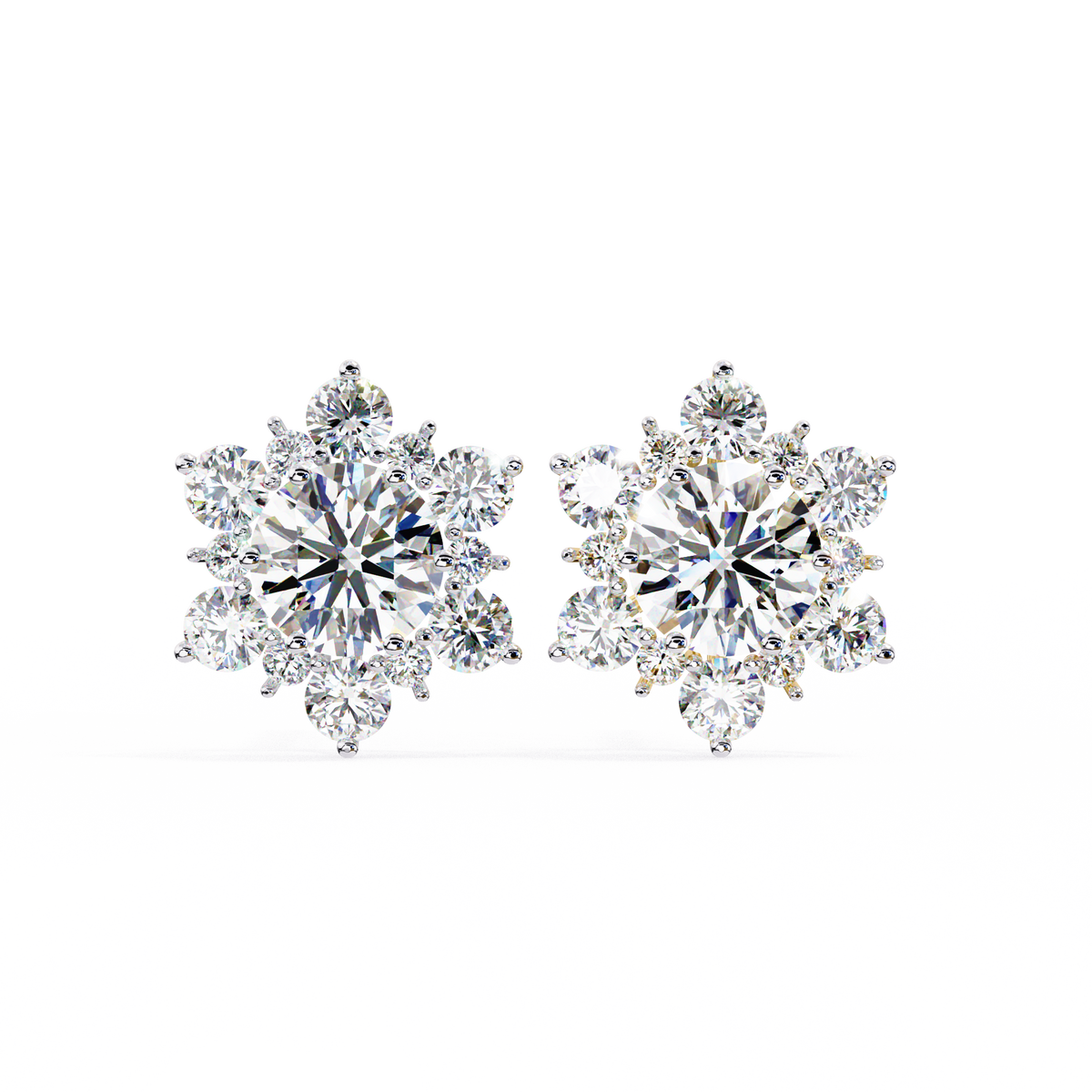 Round Cut Diamond Flower Shape Cluster Elegant Screw Back Perfect Wedding Stud Earring For Women's - HIGHCARAT DIAMONDS