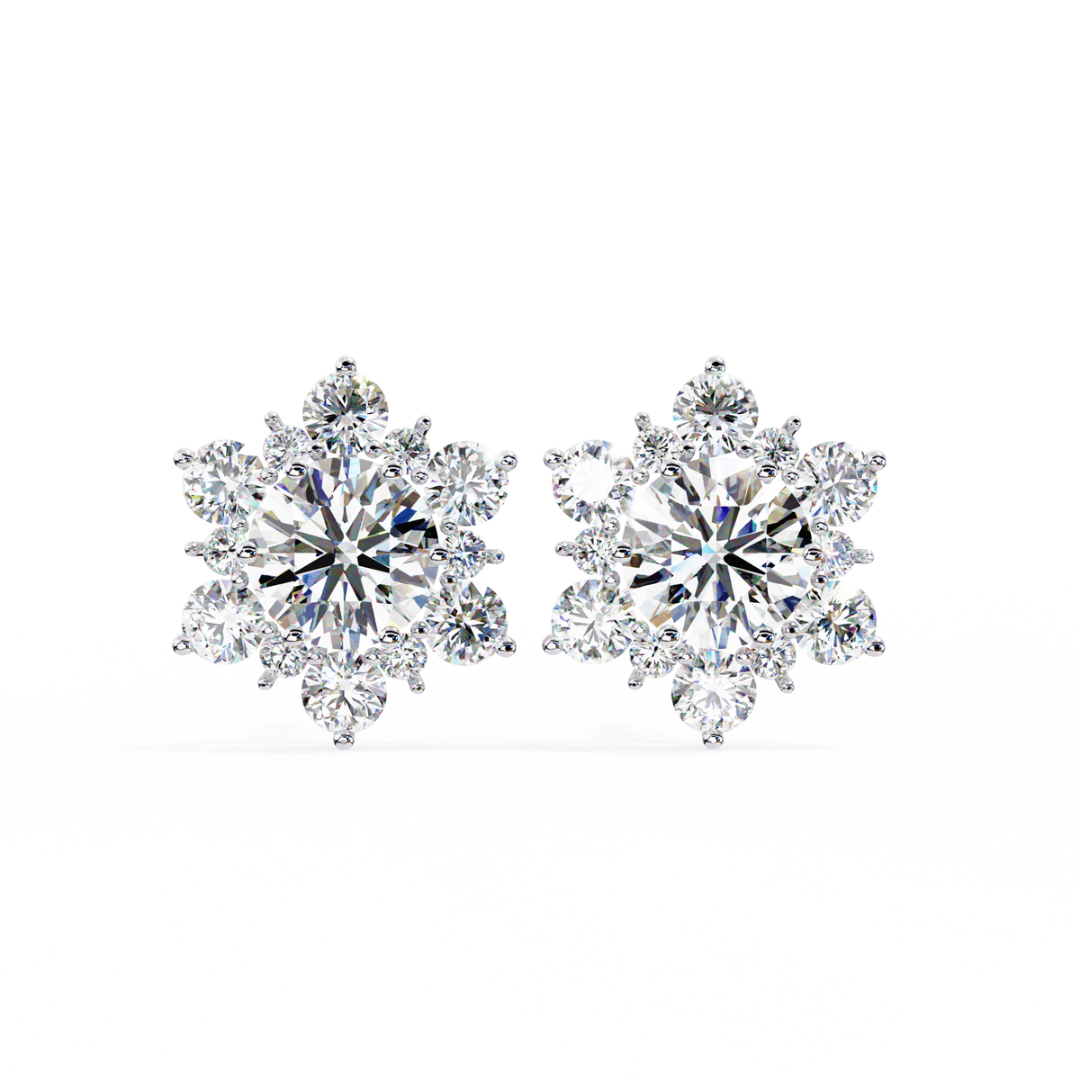 Round Cut Diamond Flower Shape Cluster Elegant Screw Back Perfect Wedding Stud Earring For Women's - HIGHCARAT DIAMONDS