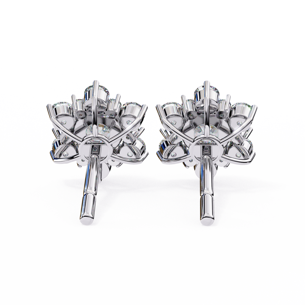Round Cut Diamond Flower Shape Cluster Elegant Screw Back Perfect Wedding Stud Earring For Women's - HIGHCARAT DIAMONDS