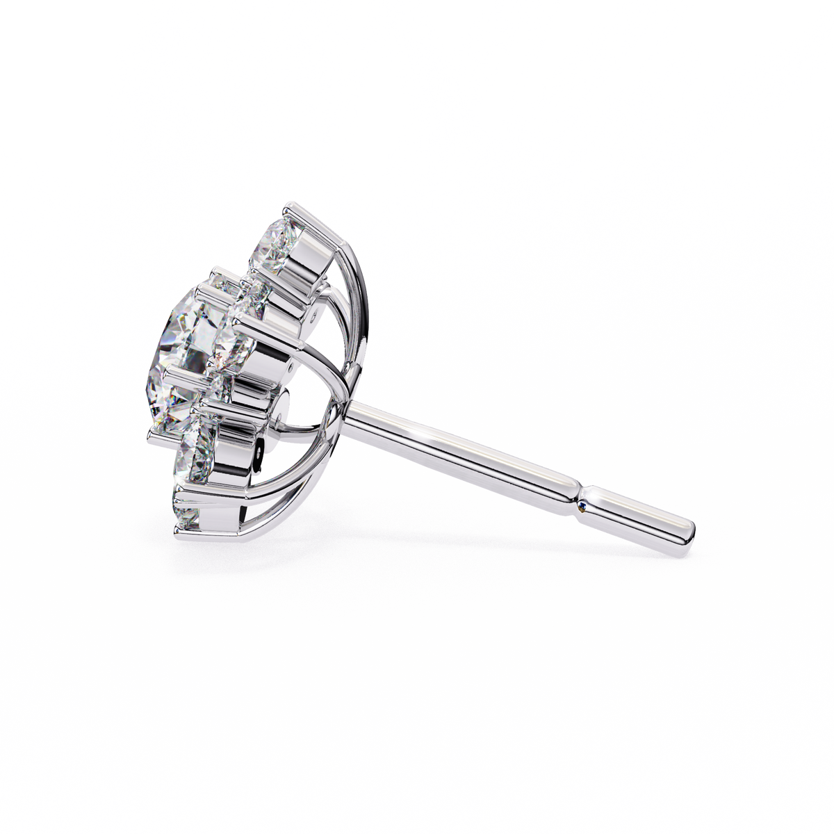 Round Cut Diamond Flower Shape Cluster Elegant Screw Back Perfect Wedding Stud Earring For Women's - HIGHCARAT DIAMONDS