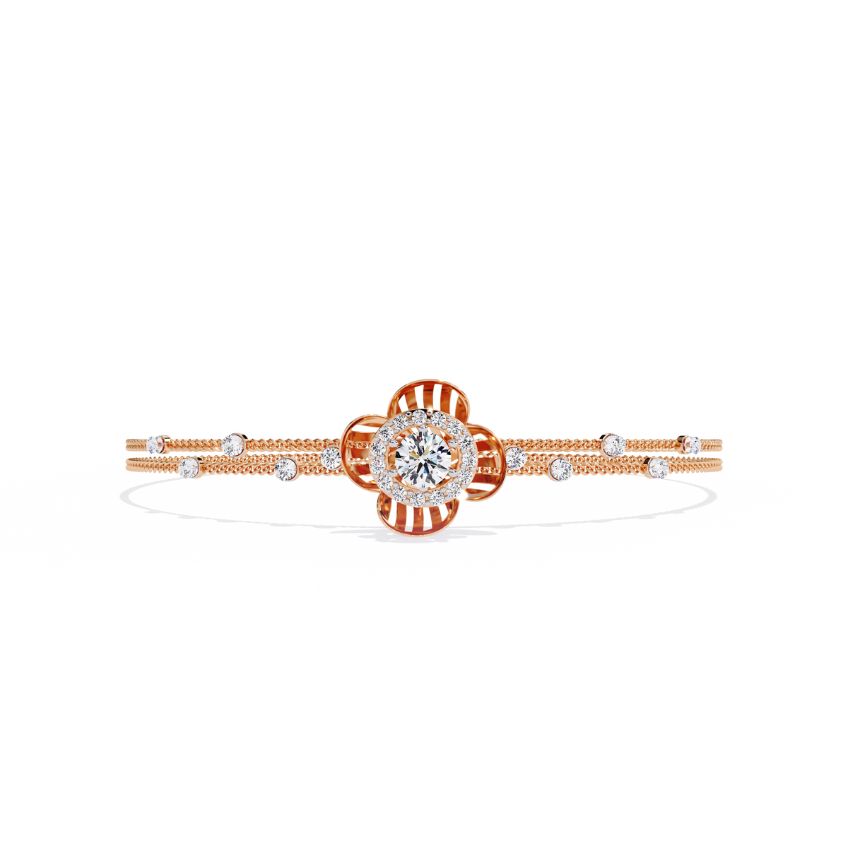 Round Cut Diamond Flower Shape Delicate Vintage Perfect Stunning Every Day Cuff Bracelet Gift For Het - HIGHCARAT DIAMONDS