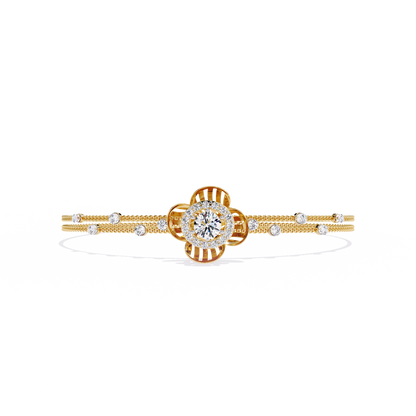 Round Cut Diamond Flower Shape Delicate Vintage Perfect Stunning Every Day Cuff Bracelet Gift For Het - HIGHCARAT DIAMONDS