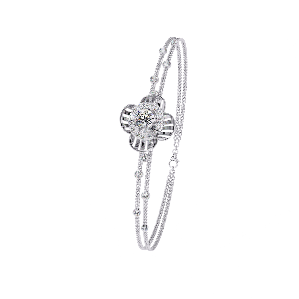 Round Cut Diamond Flower Shape Delicate Vintage Perfect Stunning Every Day Cuff Bracelet Gift For Het - HIGHCARAT DIAMONDS