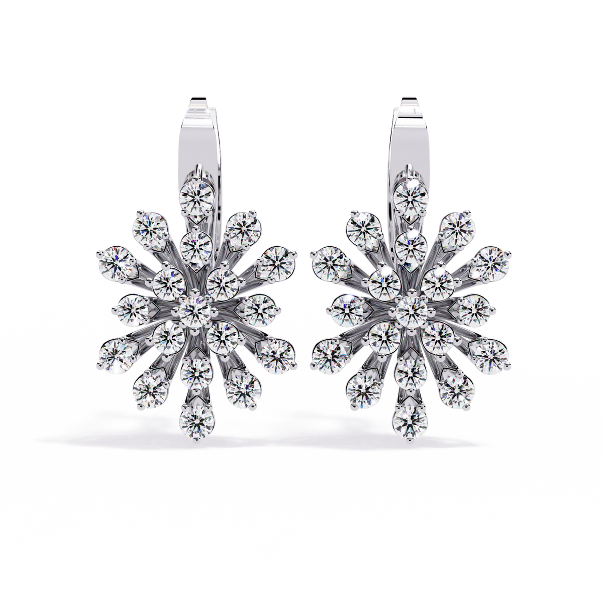 Round Cut Diamond Unique Flower Shape Stunning Prong Set Sparkling Dainty Hoop Earring Gift For Her - HIGHCARAT DIAMONDS