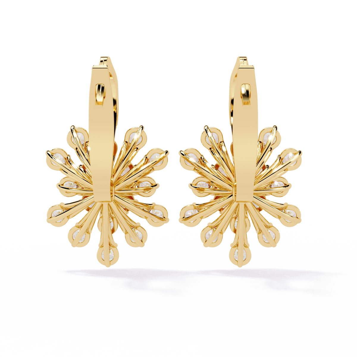 Round Cut Diamond Unique Flower Shape Stunning Prong Set Sparkling Dainty Hoop Earring Gift For Her - HIGHCARAT DIAMONDS
