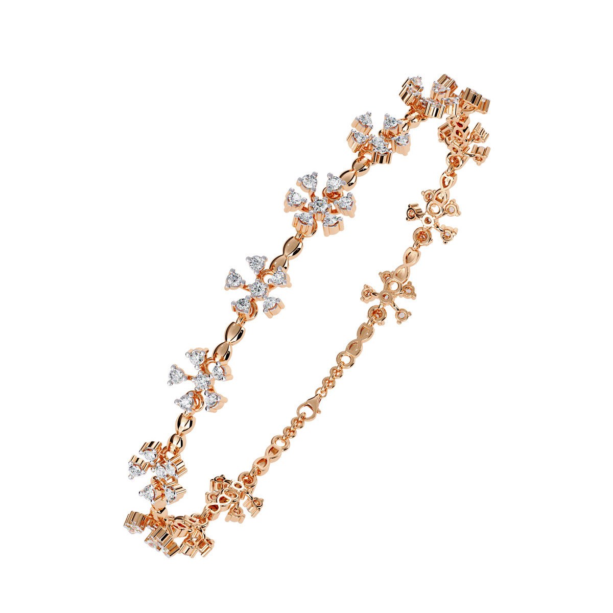 Round Cut Diamond Flower Shape Antique Stunning Sparkling Prefect Party Wear Tennis Bracelet - HIGHCARAT DIAMONDS