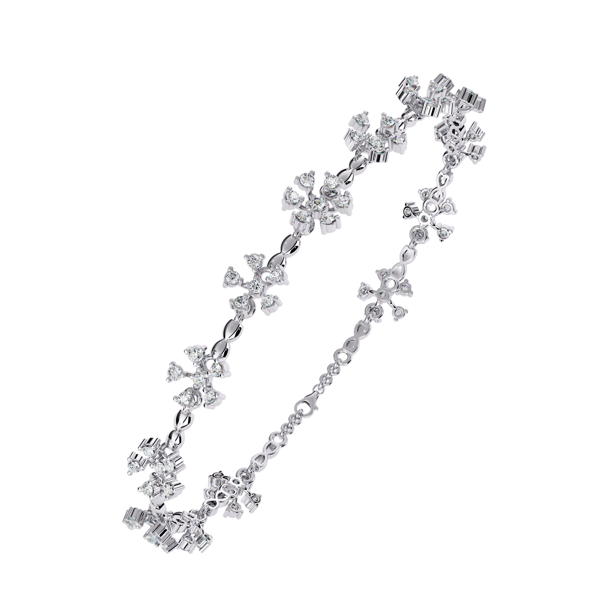 Round Cut Diamond Flower Shape Antique Stunning Sparkling Prefect Party Wear Tennis Bracelet - HIGHCARAT DIAMONDS
