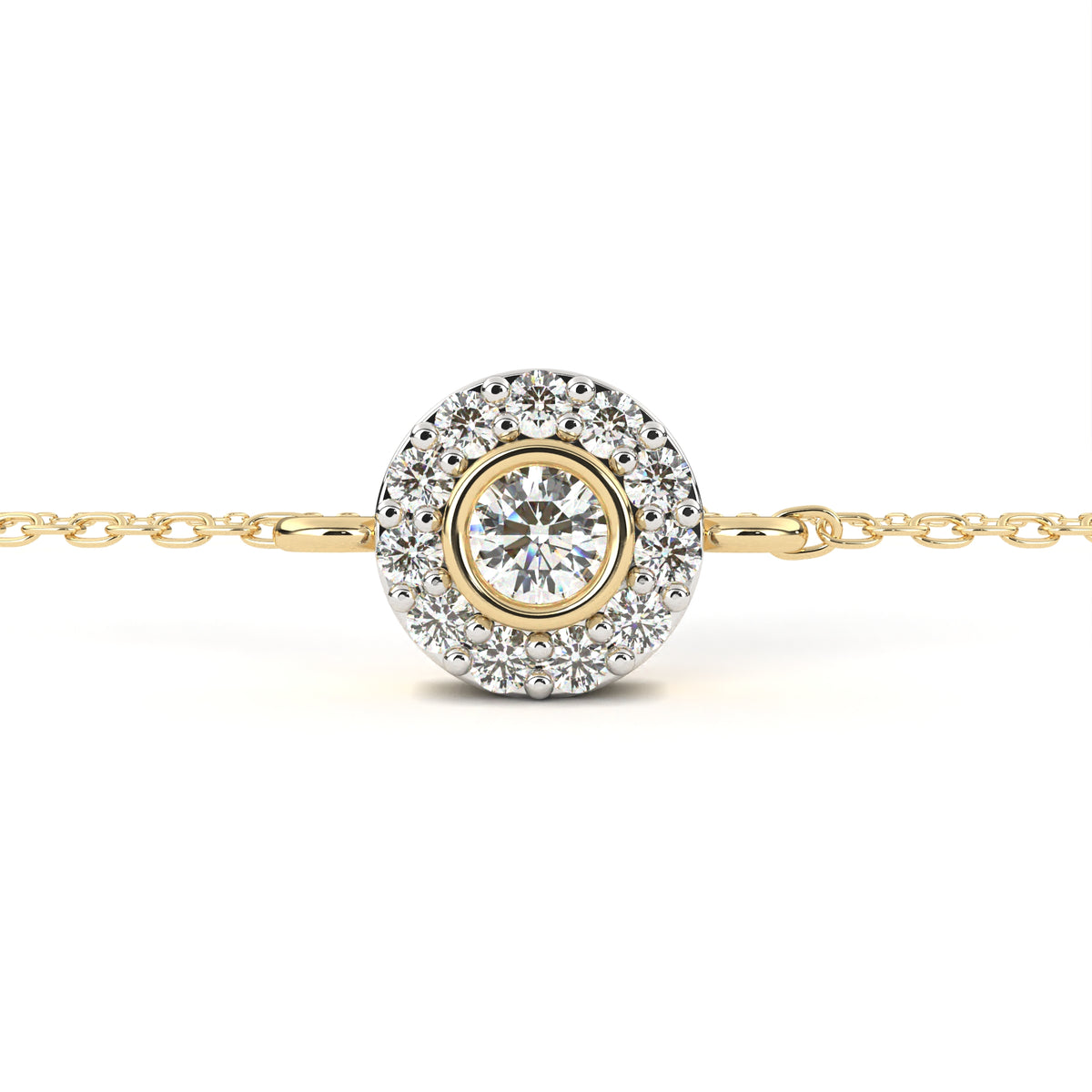 Round Cut Diamond Minimalist Elegant Halo Style Cluster Solitaire Prong Set Charm Bracelet For Gift - HIGHCARAT DIAMONDS