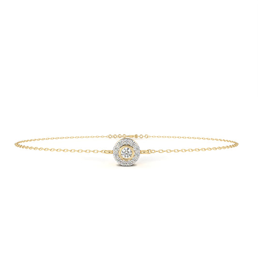 Round Cut Diamond Minimalist Elegant Halo Style Cluster Solitaire Prong Set Charm Bracelet For Gift - HIGHCARAT DIAMONDS