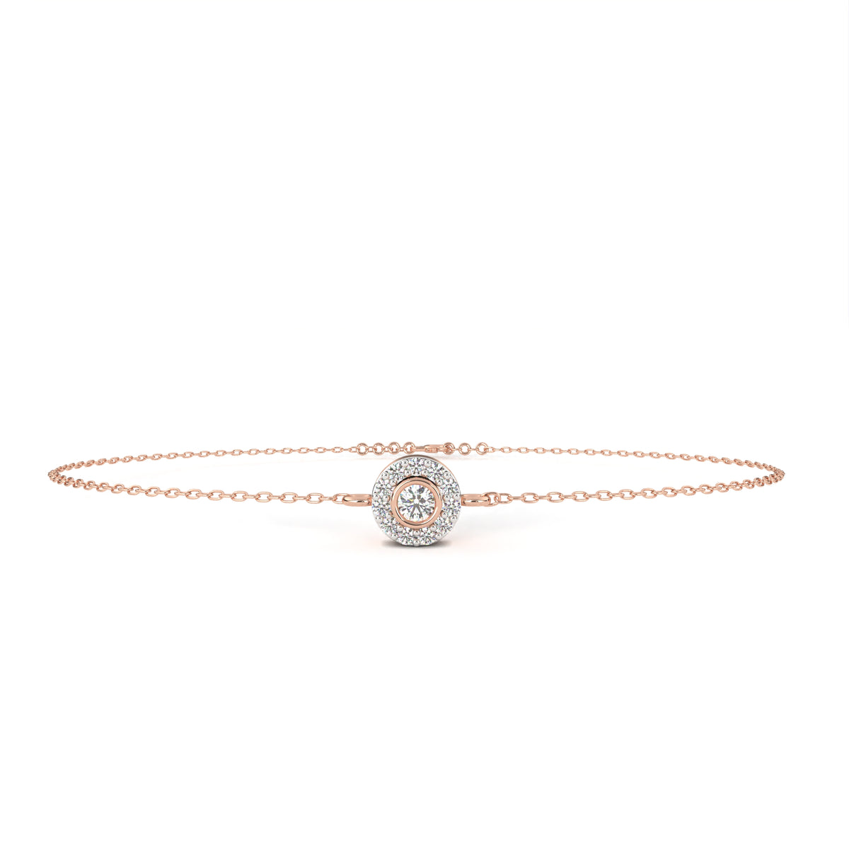 Round Cut Diamond Minimalist Elegant Halo Style Cluster Solitaire Prong Set Charm Bracelet For Gift - HIGHCARAT DIAMONDS