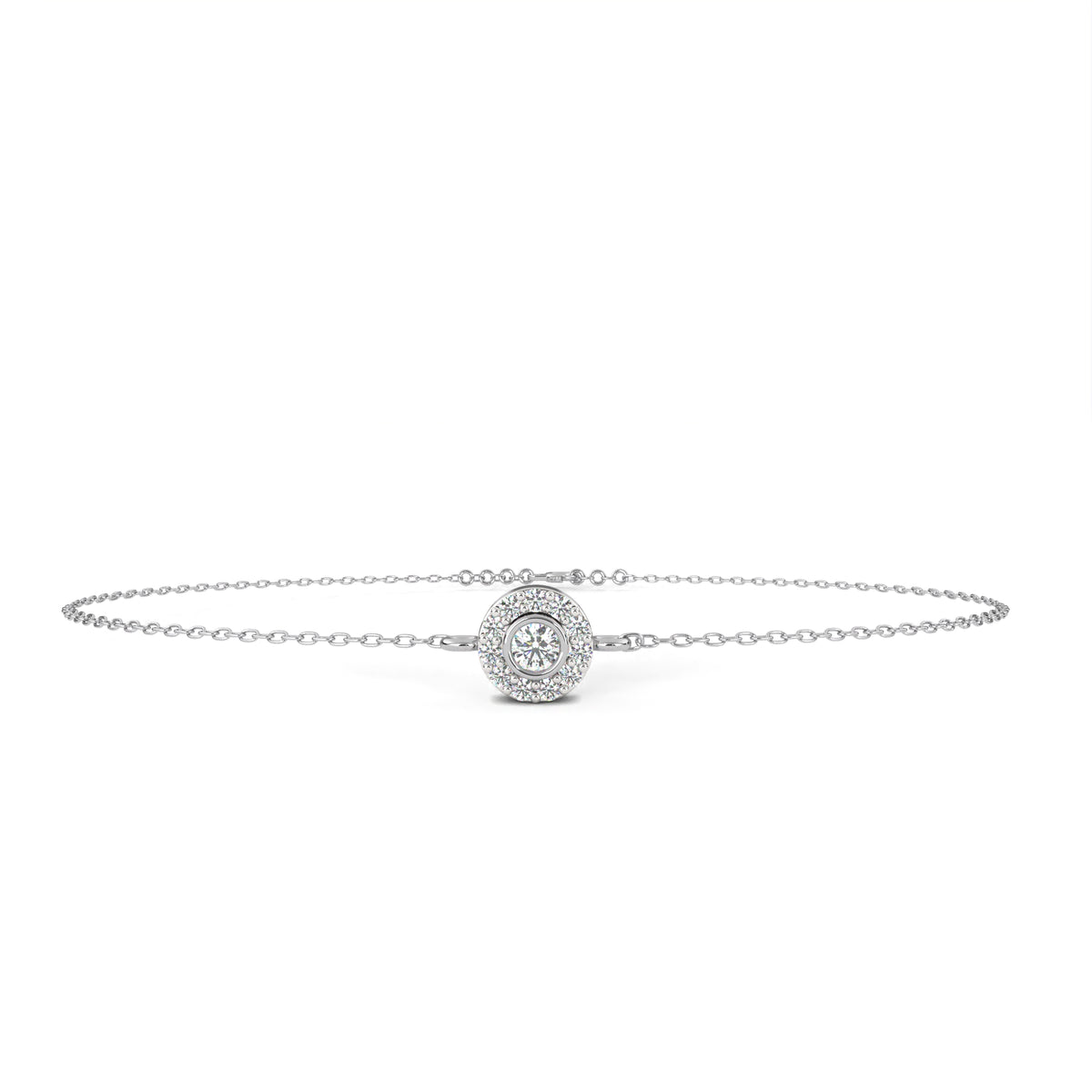 Round Cut Diamond Minimalist Elegant Halo Style Cluster Solitaire Prong Set Charm Bracelet For Gift - HIGHCARAT DIAMONDS