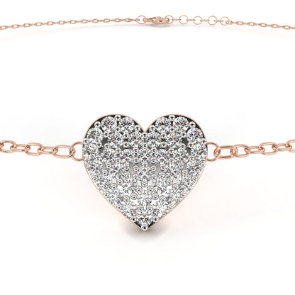 Vintage Round Cut Diamond Heart Shape Prong Set Cluster Handcrafted Dainty Party Wear Charm Bracelet - HIGHCARAT DIAMONDS