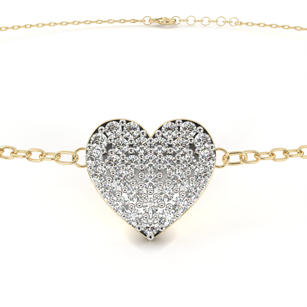Vintage Round Cut Diamond Heart Shape Prong Set Cluster Handcrafted Dainty Party Wear Charm Bracelet - HIGHCARAT DIAMONDS