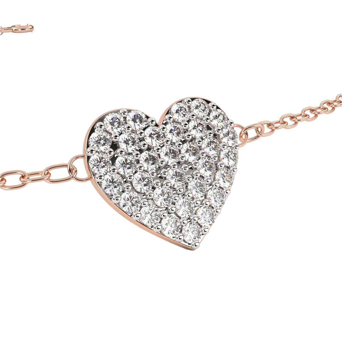 Vintage Round Cut Diamond Heart Shape Prong Set Cluster Handcrafted Dainty Party Wear Charm Bracelet - HIGHCARAT DIAMONDS