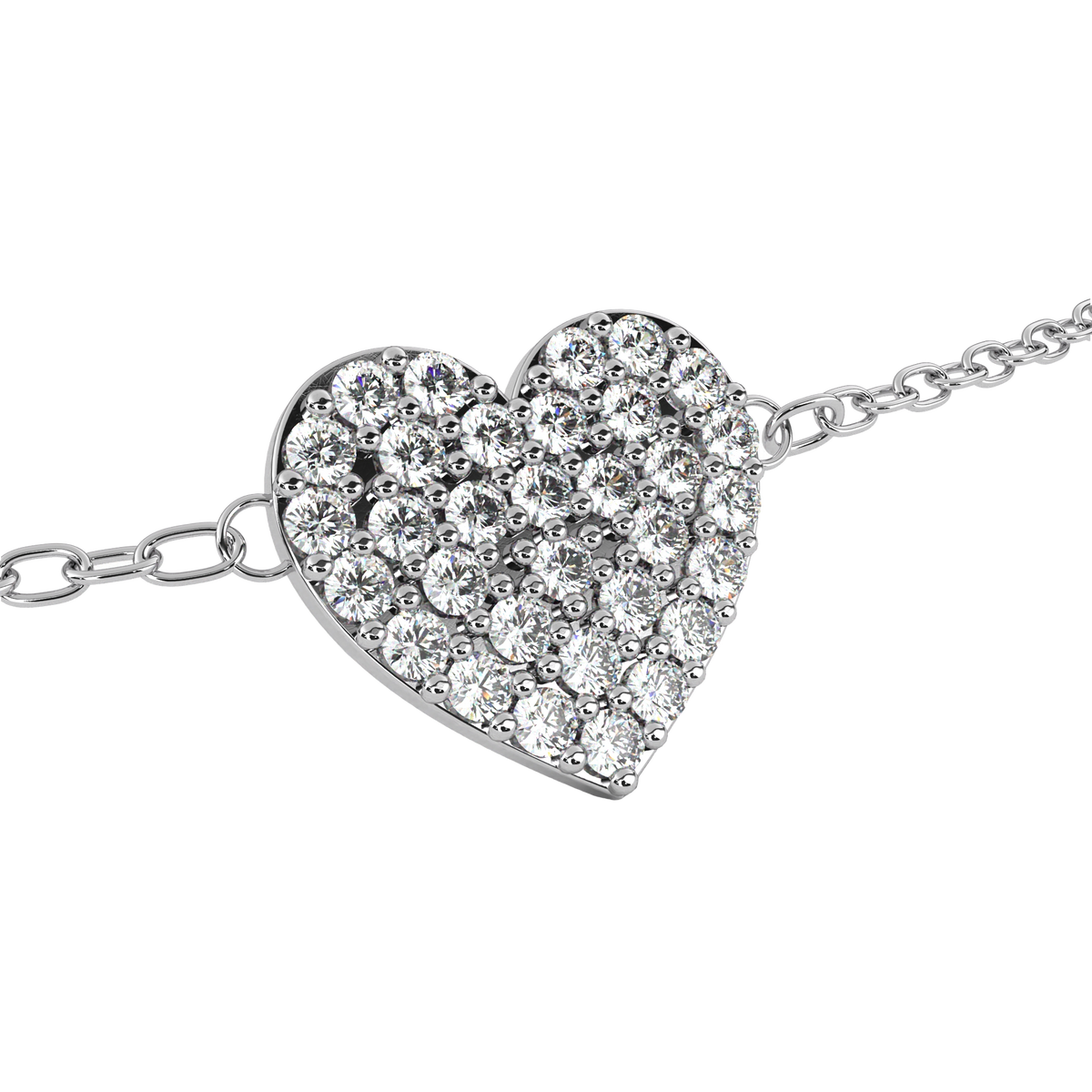 Vintage Round Cut Diamond Heart Shape Prong Set Cluster Handcrafted Dainty Party Wear Charm Bracelet - HIGHCARAT DIAMONDS