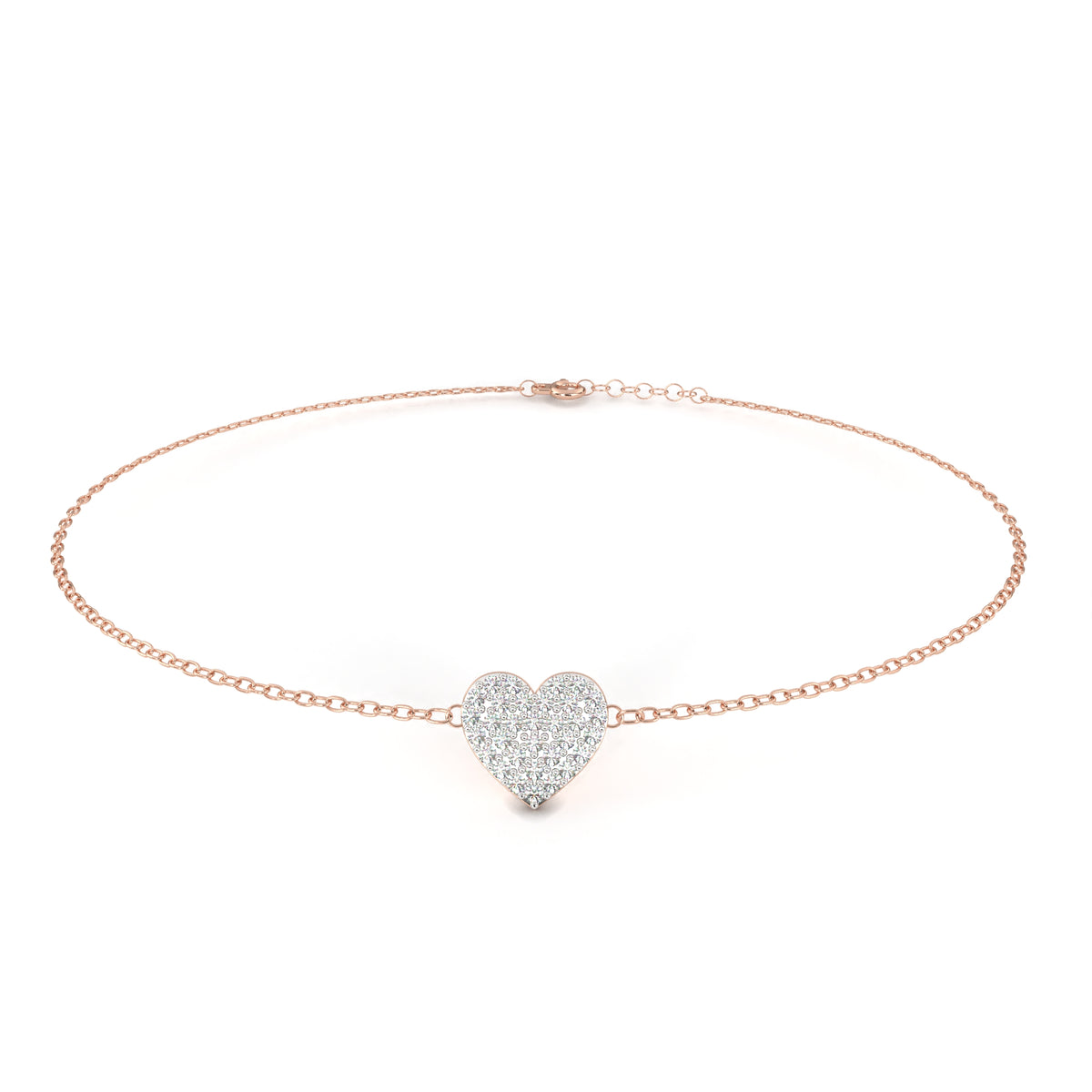 Vintage Round Cut Diamond Heart Shape Prong Set Cluster Handcrafted Dainty Party Wear Charm Bracelet - HIGHCARAT DIAMONDS