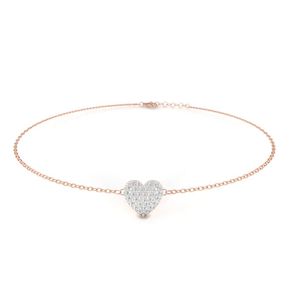 Vintage Round Cut Diamond Heart Shape Prong Set Cluster Handcrafted Dainty Party Wear Charm Bracelet - HIGHCARAT DIAMONDS