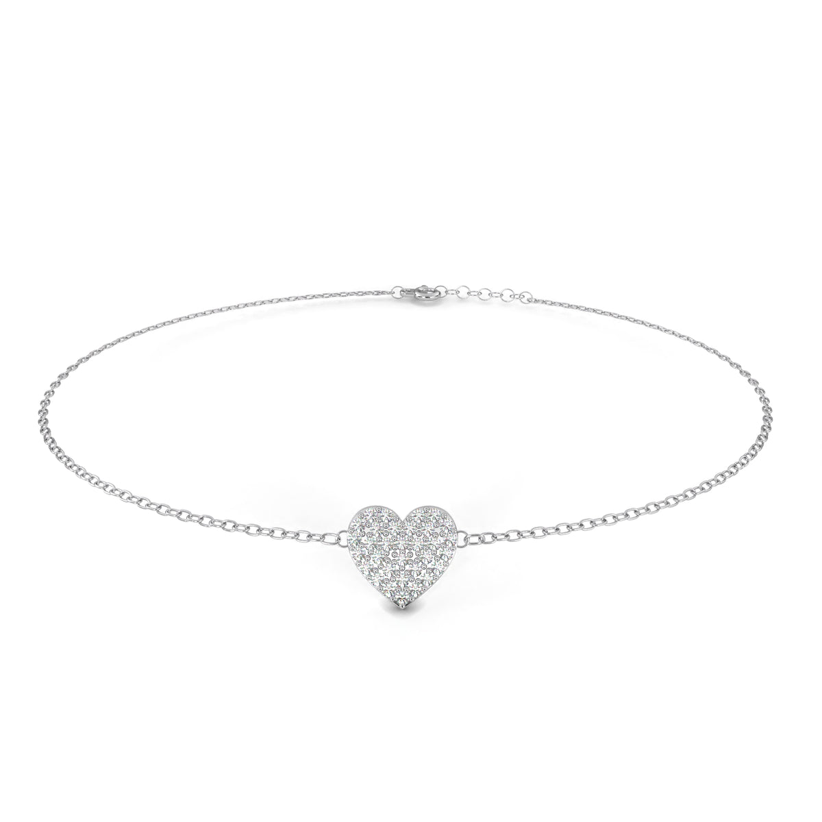 Vintage Round Cut Diamond Heart Shape Prong Set Cluster Handcrafted Dainty Party Wear Charm Bracelet - HIGHCARAT DIAMONDS