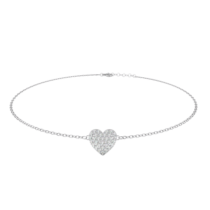 Vintage Round Cut Diamond Heart Shape Prong Set Cluster Handcrafted Dainty Party Wear Charm Bracelet - HIGHCARAT DIAMONDS