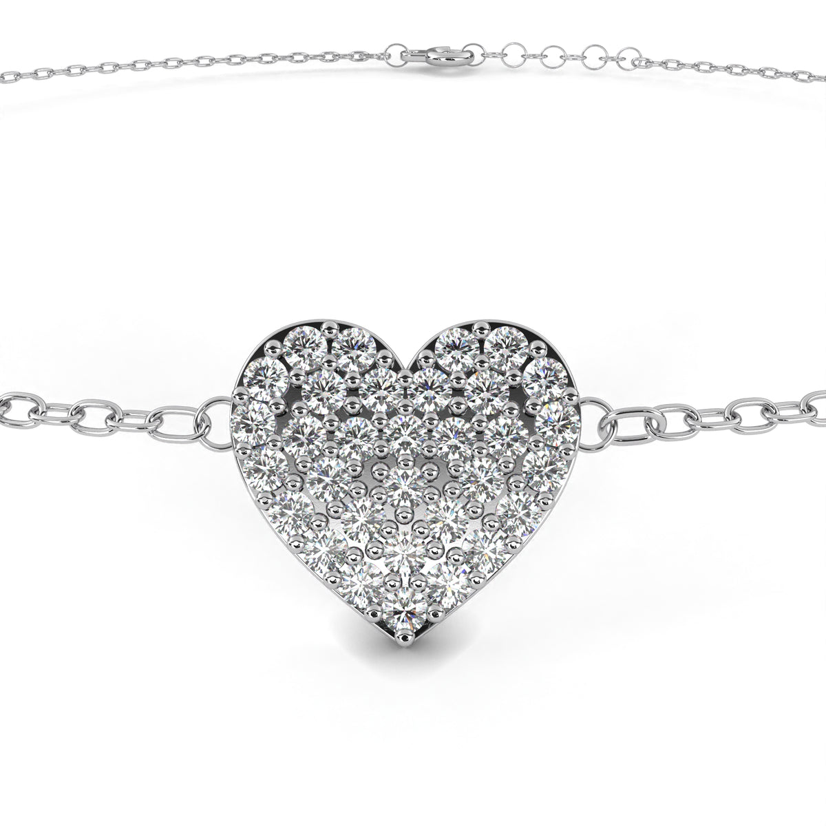 Vintage Round Cut Diamond Heart Shape Prong Set Cluster Handcrafted Dainty Party Wear Charm Bracelet - HIGHCARAT DIAMONDS
