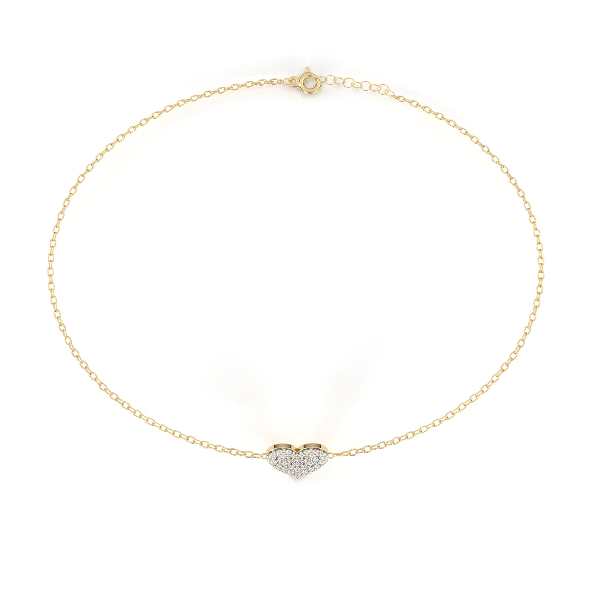 Vintage Round Cut Diamond Heart Shape Prong Set Cluster Handcrafted Dainty Party Wear Charm Bracelet - HIGHCARAT DIAMONDS